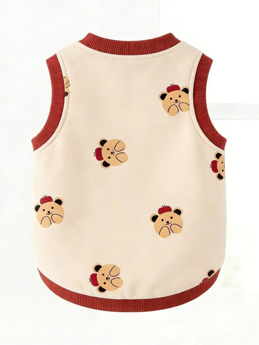 Pet dog clothes, super cute apple bear print, skin-friendly and comfortable vest